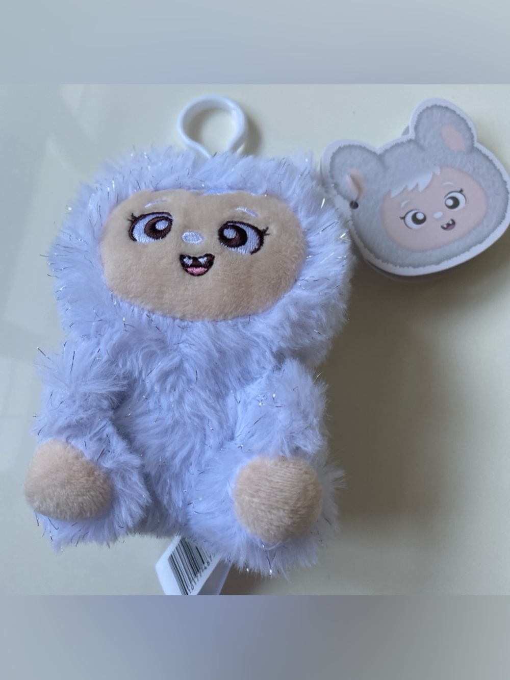 Yoonique Lababies RORO white with sparkles keychain bag tag Cute 5” tall